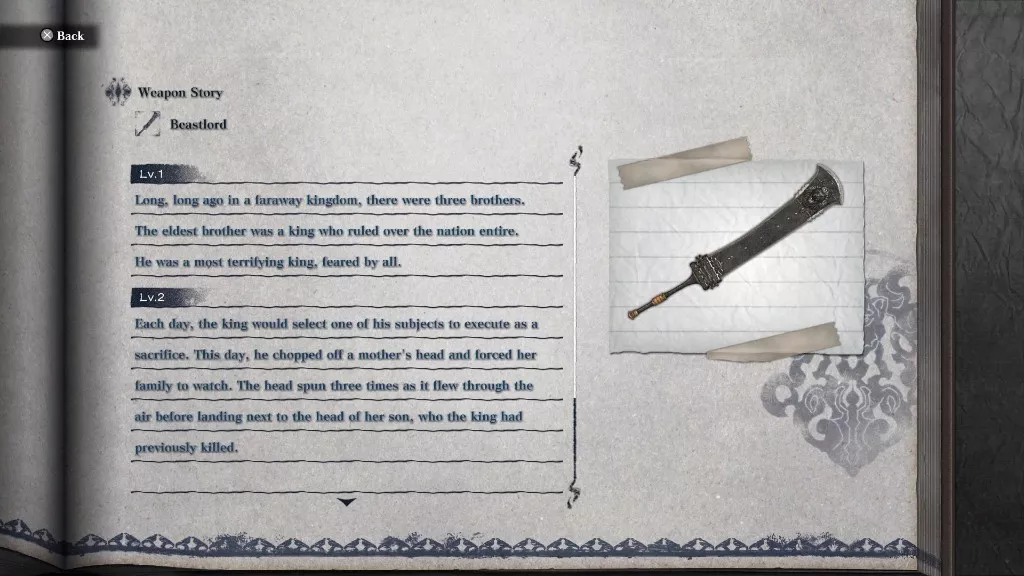 NieRReplicant GAME SYSTEM03 02 WEAPON STORY ENG